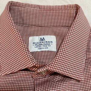 Mizzen+Main Red Checkered Men's Shirt L